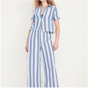 Old Navy Wide leg pants set Blue and White Striped size XL